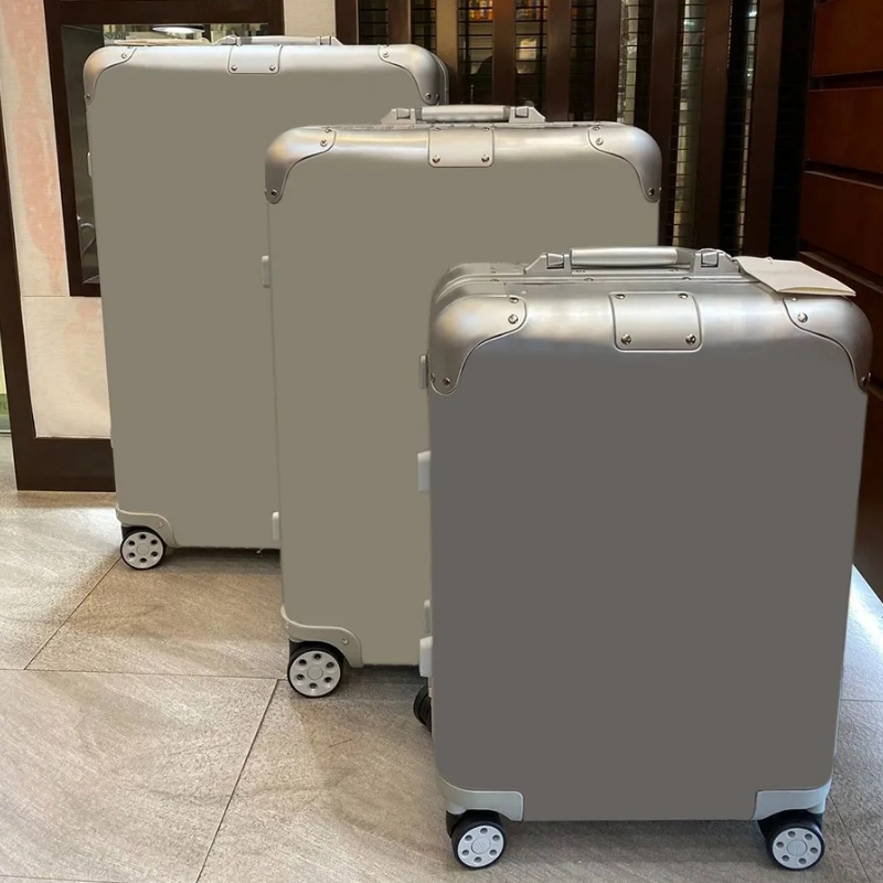 Rim0 Suitcase Luggage Designer Rolling luggage Metal Carry On Combination Box fashion luxury boarding box universal wheel large capacity trolley case