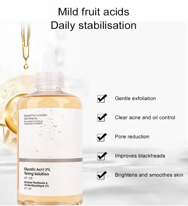 Wholesale 240ml Ordinary Glycolic Acid 7% Toning Solution Nourishing Gentle Glycolic Acid Toner Exfoliating Moisturizing Control Oil Treatment Acid Fa