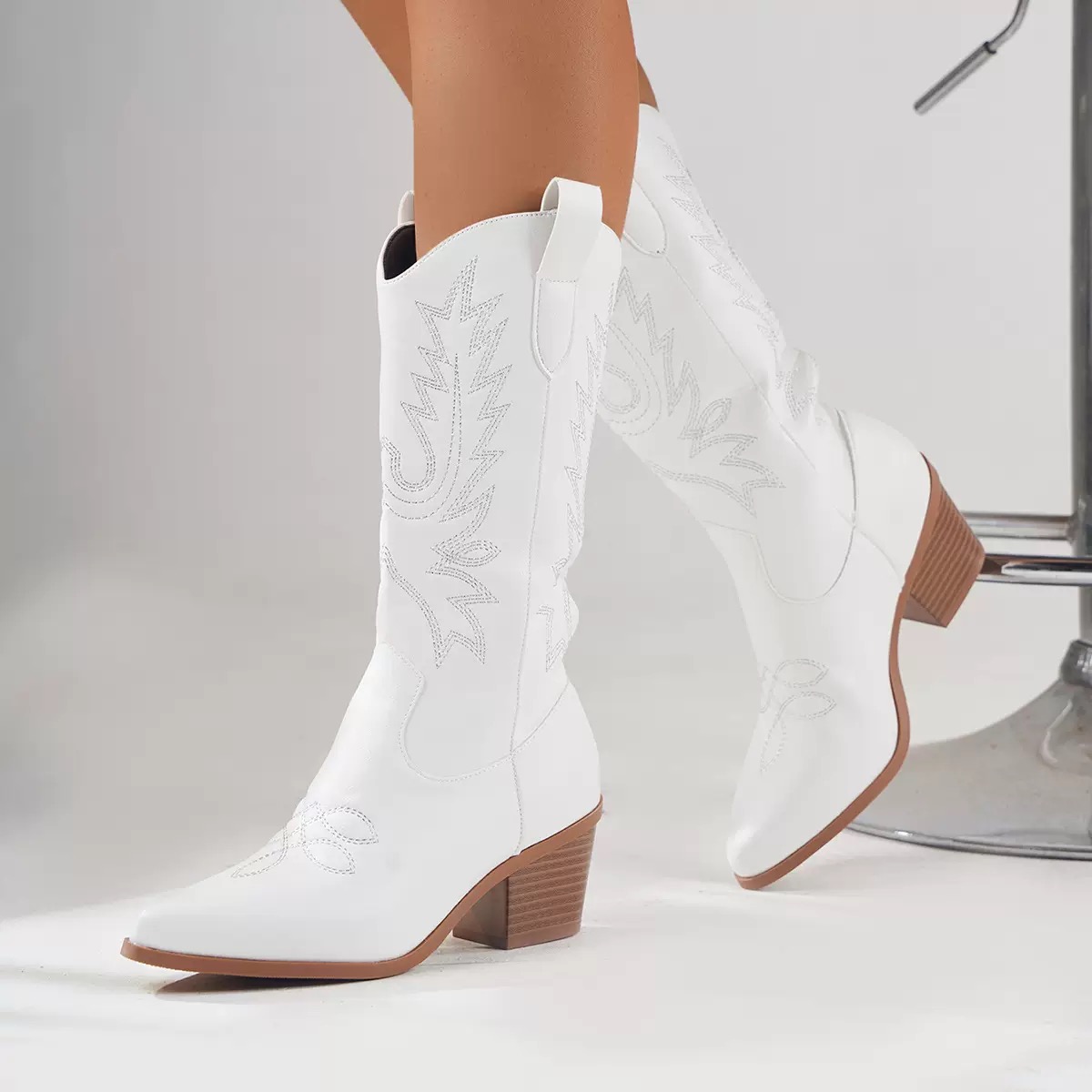 CHMURY 2024 Rhinestone Nashville hot Western cowboy black sier knee high cowgirl boots for women
