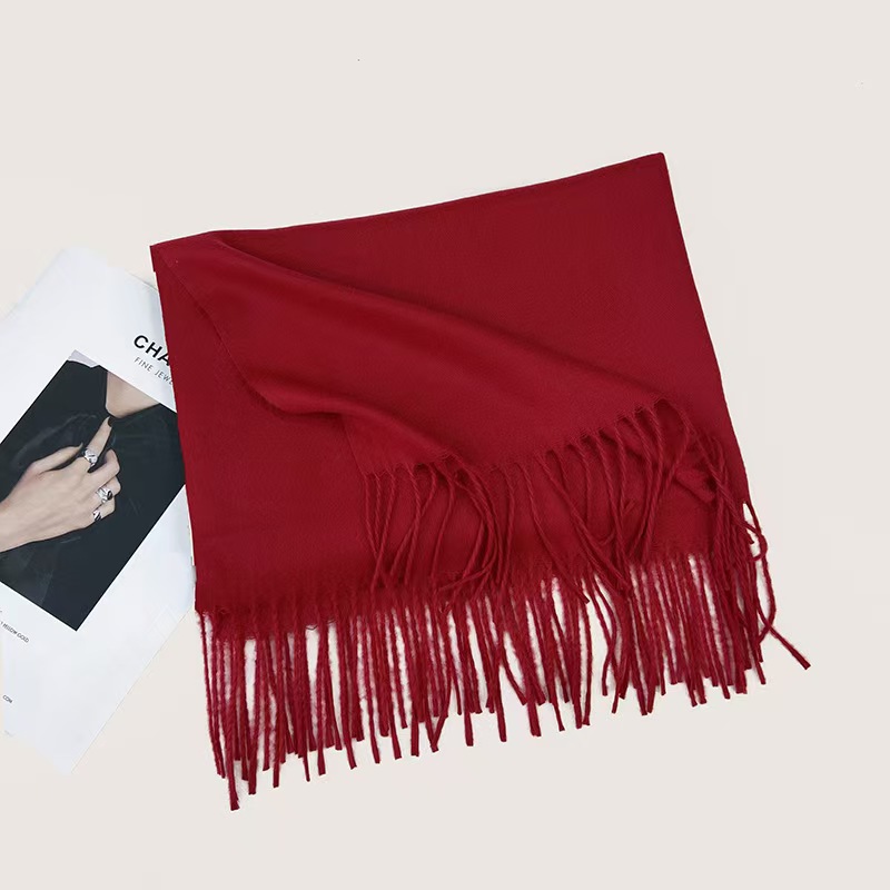 T666 autumn and winter new solid color scarf Japanese and Korean cashmere neck scarf female high-grade warm shawl