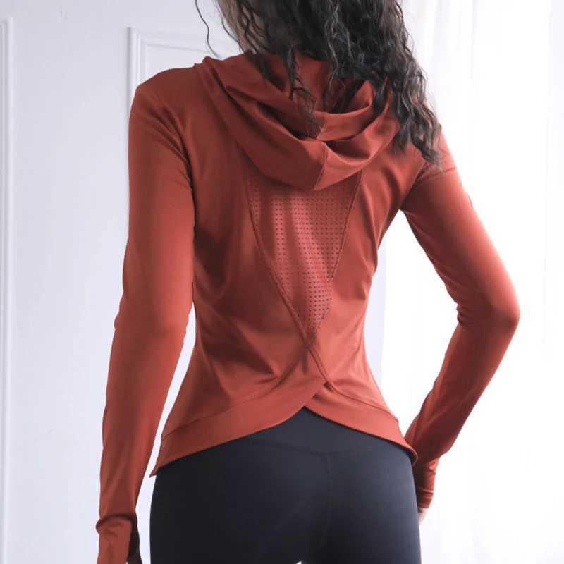 Womens Back Forked Yoga Shirt Long Sleeve Thumb Hole Running T-shirt Mesh Breathable Sport Hoodies Fitness Top Gym Workout Blouse W250509