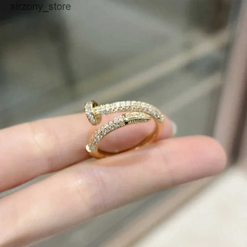 Copper Nails Zircon Series Rings Street Hip-Hop Cool Style INS Niche Design For Girls Holiday Gifts z250509