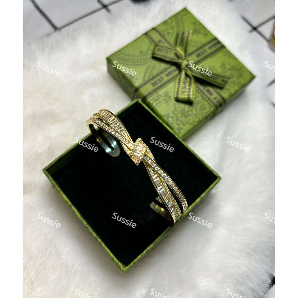 2025 Hot designer bracelet Copper zircon cross border binding ribbon bow bracelet, light inlaid sparkling dia versatile high-end bracelet with gift box