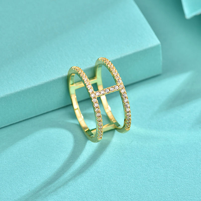 925 Sterling Silver Couple Ring, Double-Layer Minimalist Design, Instagram Style, Wholesale Women's Jewelry