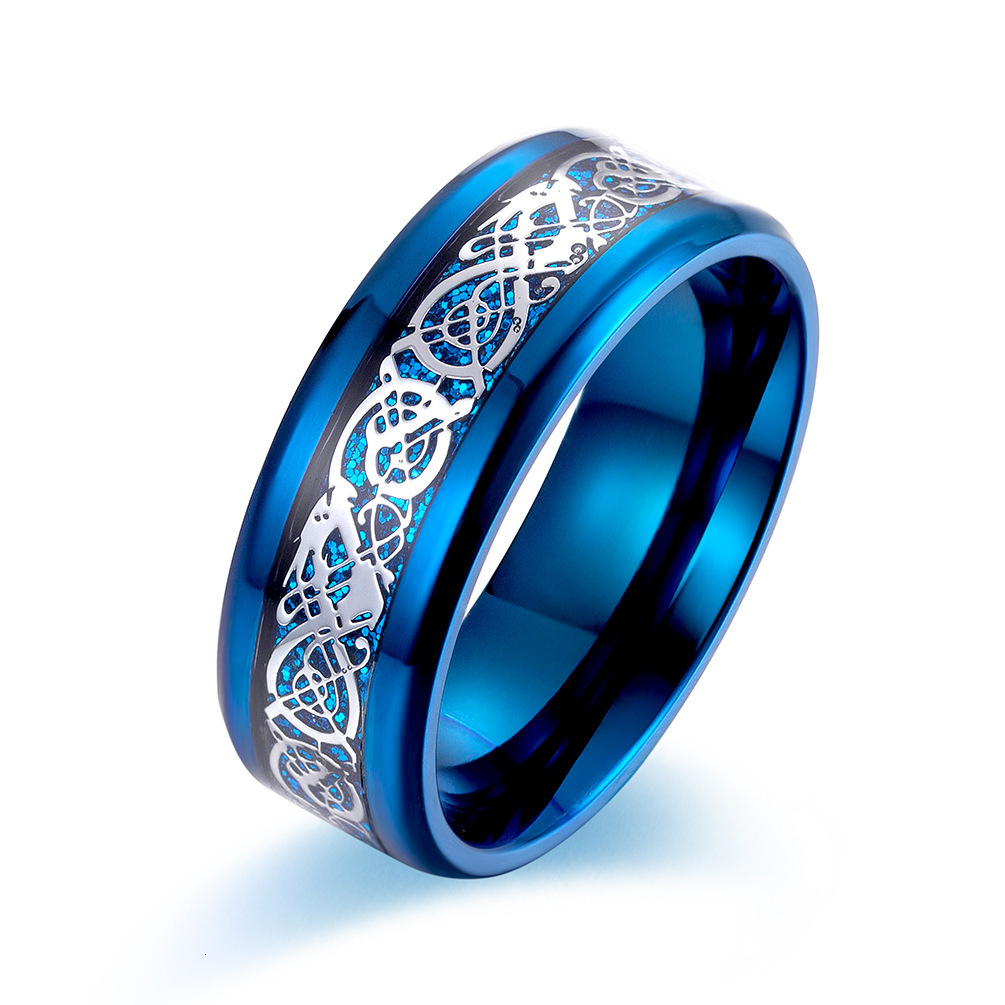 Band Rings NUNCAD 8mm Wedding Bands Engagement Ring Plating Black Tungsten Carbide Ring Inlaid Vine Pattern Blue Carbon Fiber Mens Jewelry 230410