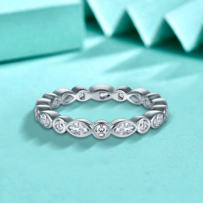 Zirconia Ring, S925 Sterling Silver Marquise & Round Cut Diamond Ring, Fashionable & Unique, Wholesale Silver Jewelry from Manufacturer