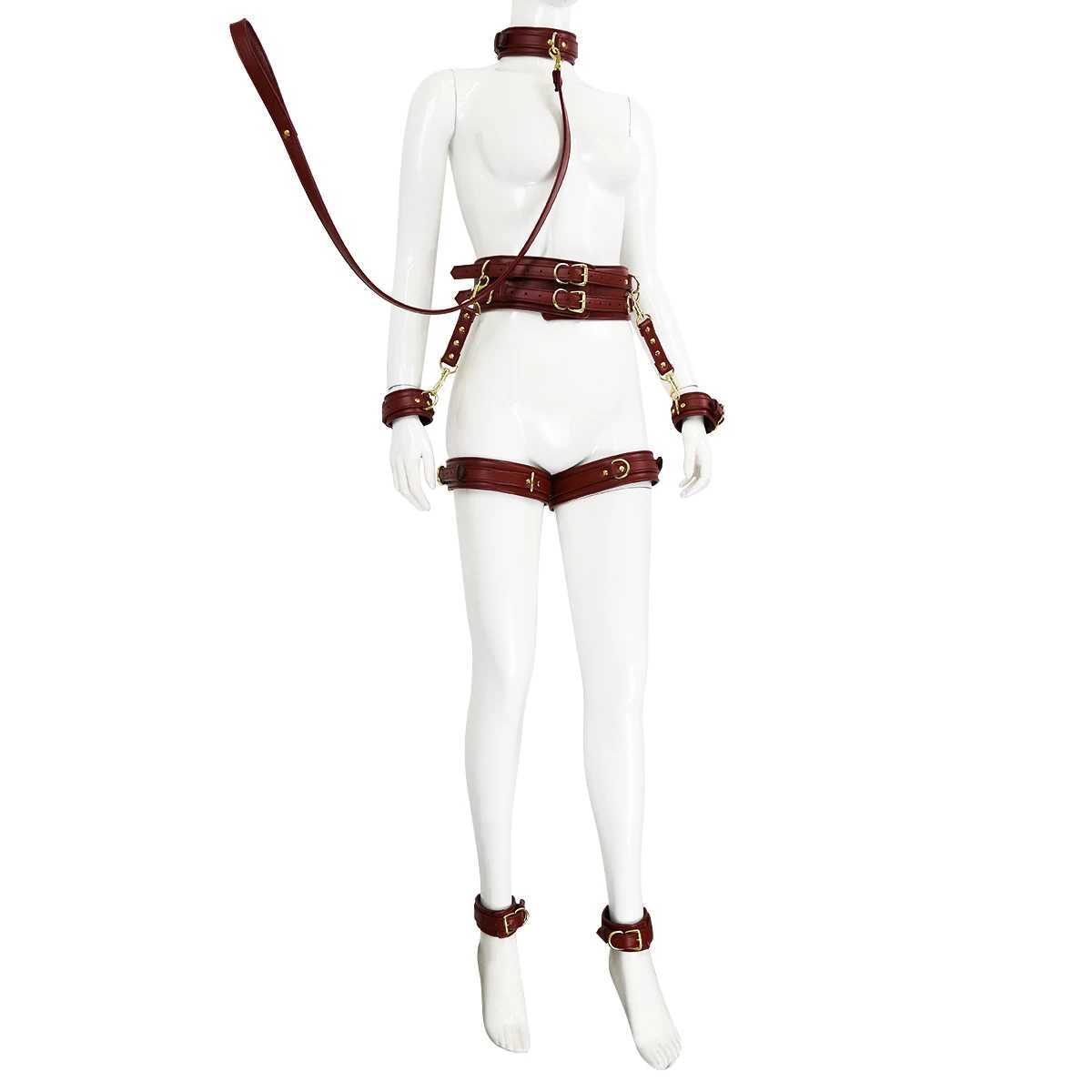 Puppy play SM Bondage Kit Collar Waistband Wrist cuffs Ankle brace Thigh cuff Adult Games Restraints Handcuffs Sex Toys W250509 - view 5