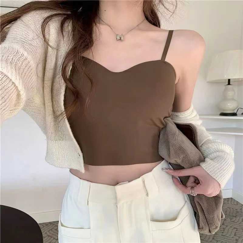 Womens summer silk trackless French back Camisol with built-in fixed cup and external spice packaging boxXJ250508