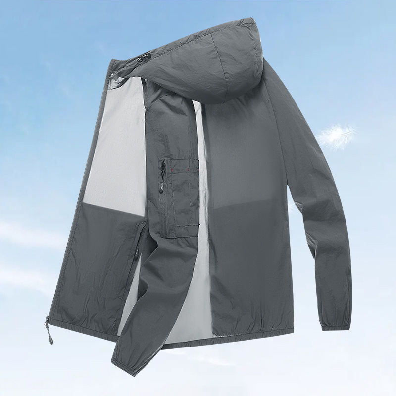 2024 Trendy New Sunscreen Clothes Mens Thin Jacket Summer Outdoor Sports Breathable UV resistant Skin Clothes with Pressure Labeling 230725