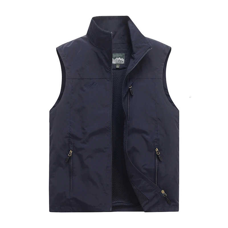 Spring and autumn sleeveless lightweight soft shell vest jacket casual mens standing collar windproof fashionable outdoor warm 250506