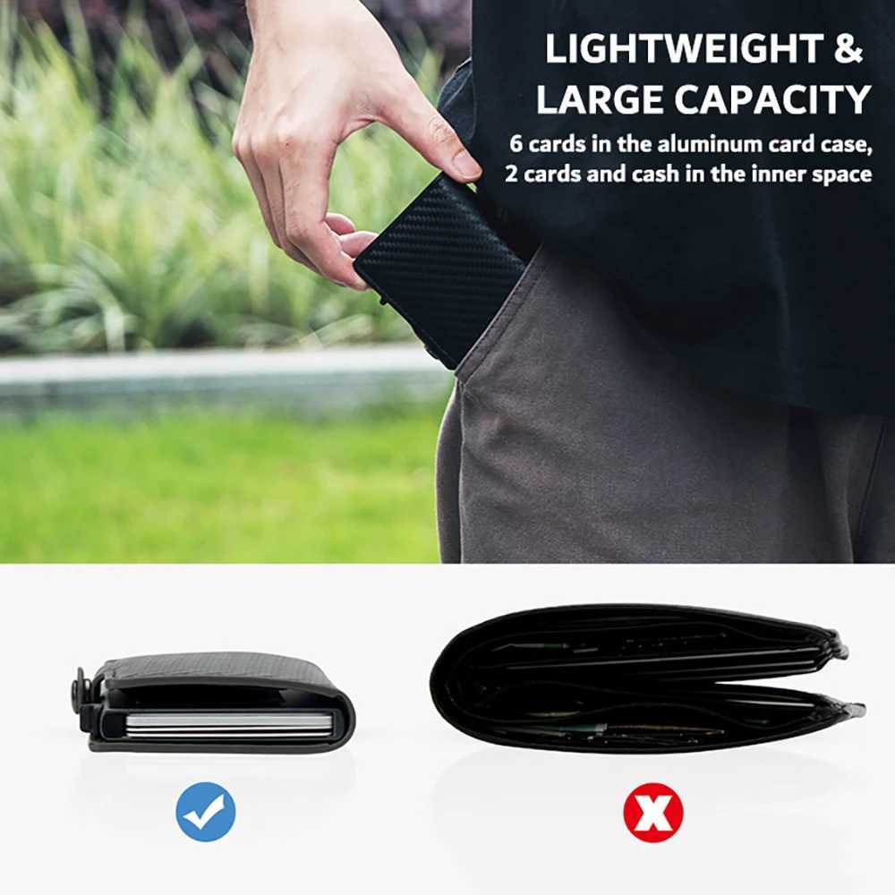 Carton carbon fiber protector card holder Tarjetero Hombre RFID leather single box smart wallet ultra-thin pop-up carton Z250509
