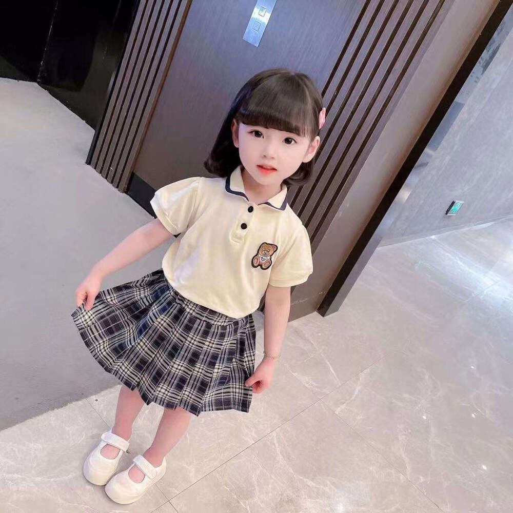 2024 Fashion Western Style JK Skirt, Two Piece Set, Baby Girls' Summer Clothes, College Trend