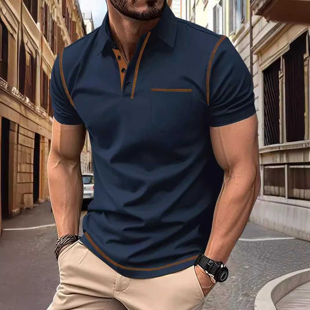Men Polo Men Shirt Short Sleeve Polo Shirt Contrast Color Polo New Clothing Summer Streetwear Casual Fashion Men tops Z250509-1