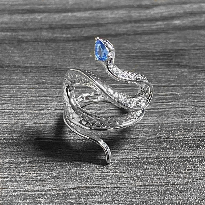 Star Fusion Explosive Geometric Serpentine with Adjustable Opening Topaz Jewelry Female Animal Ring