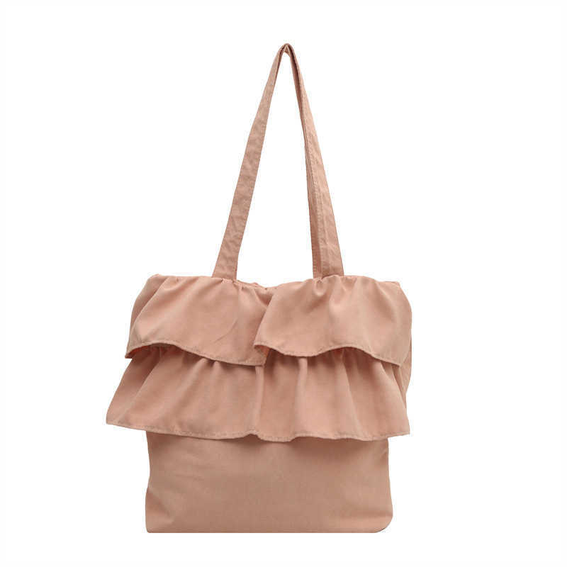 Fashionable and trendy pleated ruffled edge commuting minimalist tote bag with niche design, underarm bag with stylish and large capacity, single shou