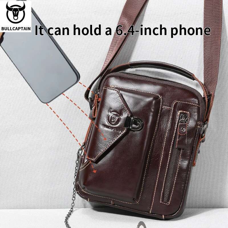 BULLCAPTAIN Genuine Leather Crossbody Suitable For 7.9-Inch Ipad High Quality Men's Mini Business Shoulder Bag