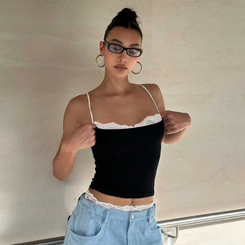 Cryptographic Summer Lace Decoration Camisol Top Club Party Clothing Backless Sleeveless Crop Top Coquette ClothingXJ250508