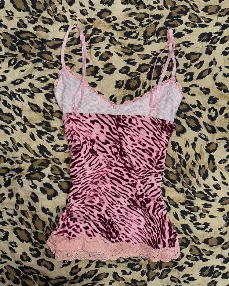 Women Pink Leopard print Halter tops Maiden Sunny girl Soft Slim Sleeveless Camisole Y2K Fashion Singlet Classic Harajuku VestXJ250508