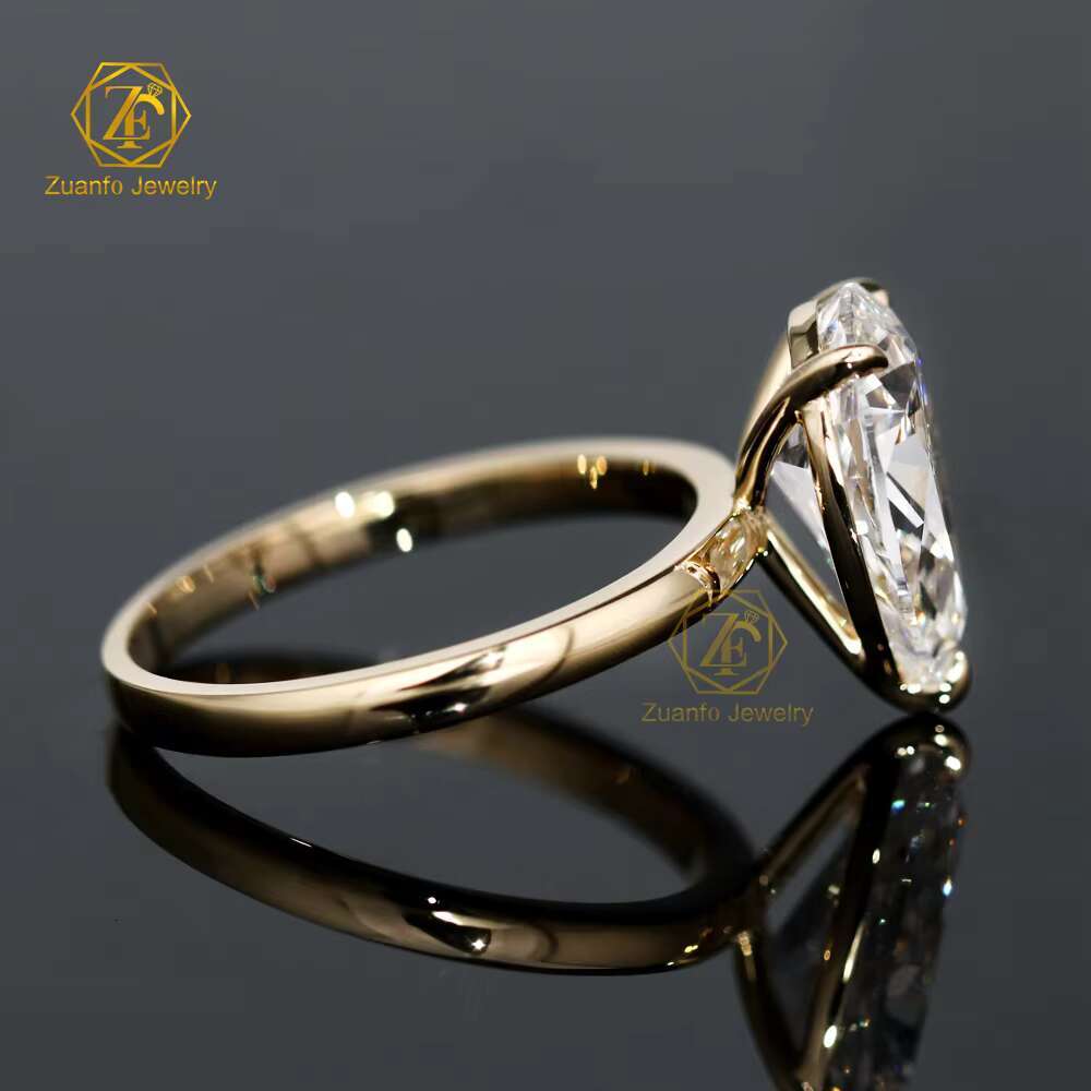 IGI Certified Cvd HPHT Lab Grown Diamond 14k 18k Yellow Gold Rings Pear Shape 1-3Carat Engagement Ring Jewelry for Women
