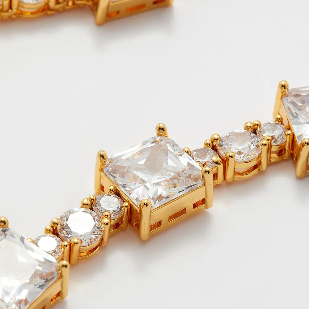 Stonefans y Square Zircon Choker Necklace Wedding Accessories Bridal Crystal Tennis Chain Jewelry for Women 250509