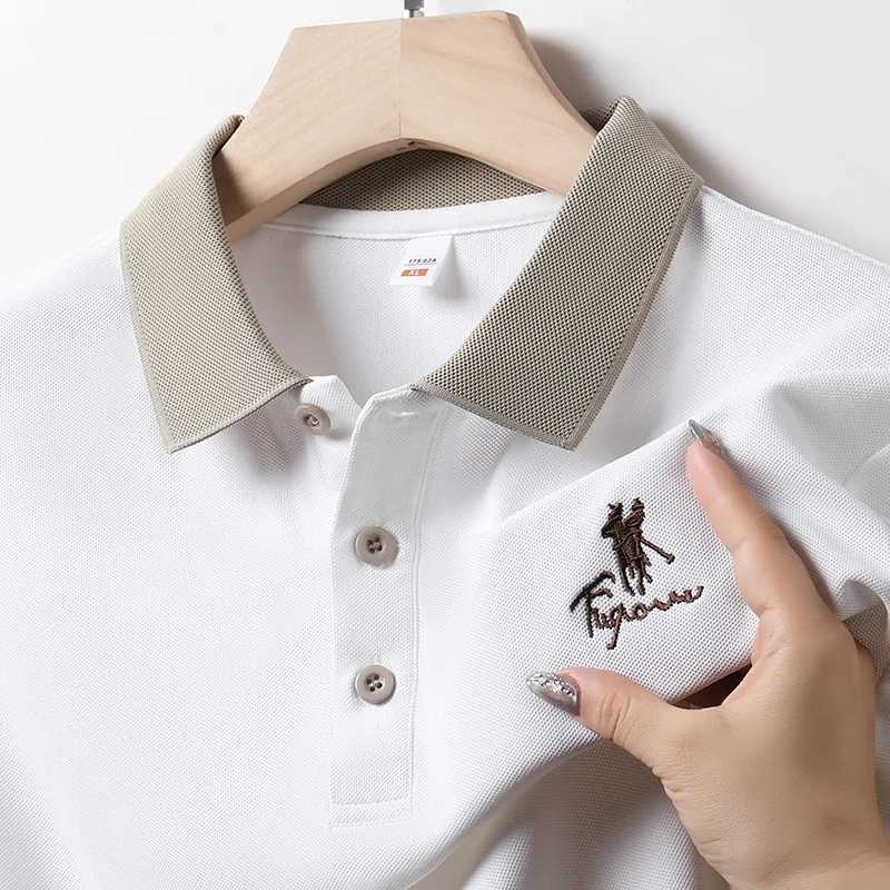 Brand Summer New Short Sleeved T-shirt Mens Casual Embroidery Lapel Top Polo Shirt Z250509-1