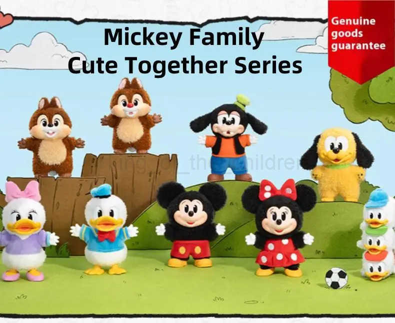 Disney New Genuine Mickey Family Cute Together Series Keychain Blind Box ChictitiS Gifts Lovely Mickey Family Vinyl Dolls Mystery Box W250509