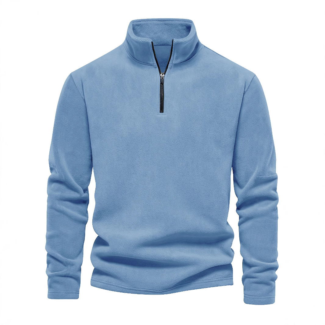 Spring and Autumn New Collection Stand up Collar Half Zipper Long Sleeve Hoodie Trendy Versatile Men's Polar Velvet Top
