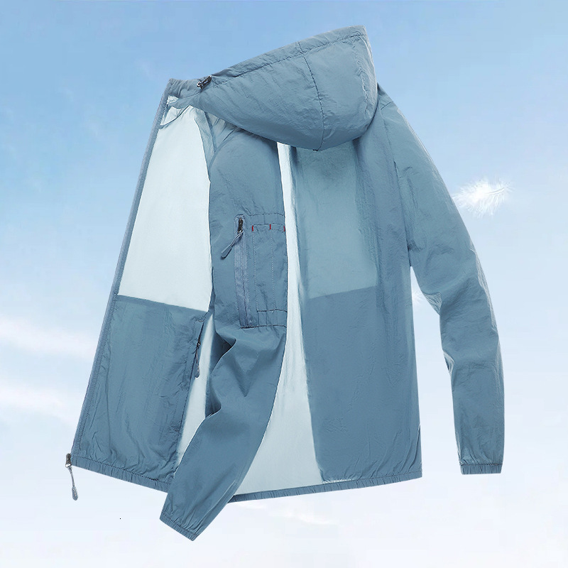 2024 Trendy New Sunscreen Clothes Mens Thin Jacket Summer Outdoor Sports Breathable UV resistant Skin Clothes with Pressure Labeling 230725