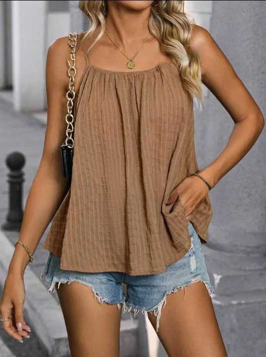 European and American sexy casual womens top solid color loose pleated no nightgownXJ250508