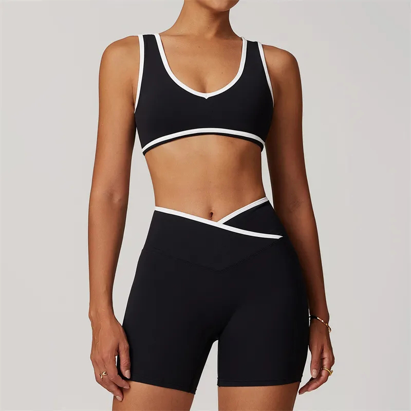 womens designer yoga set bralette shorts workout clothes gym tracksuits fitness sports wear breathable stretchy activewear seamless running outfit