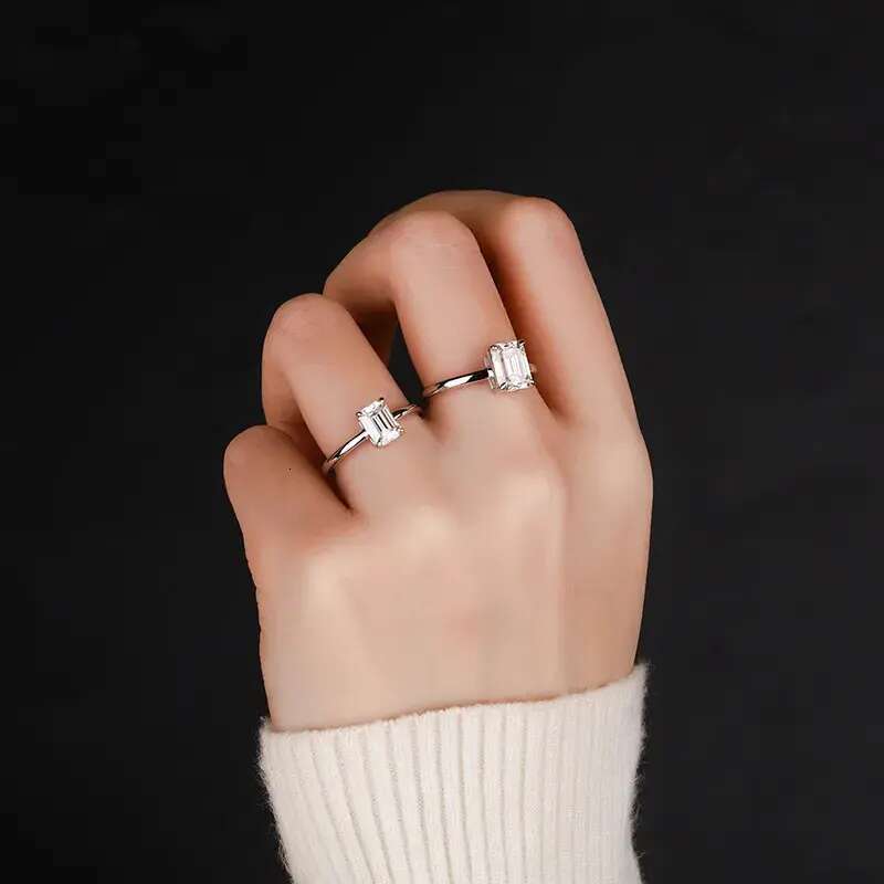 pass dia tester VVS1 D color 1CT moissanite for women sterling sier clover ring wedding rings designer jewelry woman gift with box designer bag