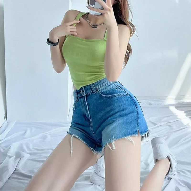 Womens knitted crop top Y2k sexy cross suspender tight corset without back suspender streetwear ultra-thin suitable for cutting front topXJ250508
