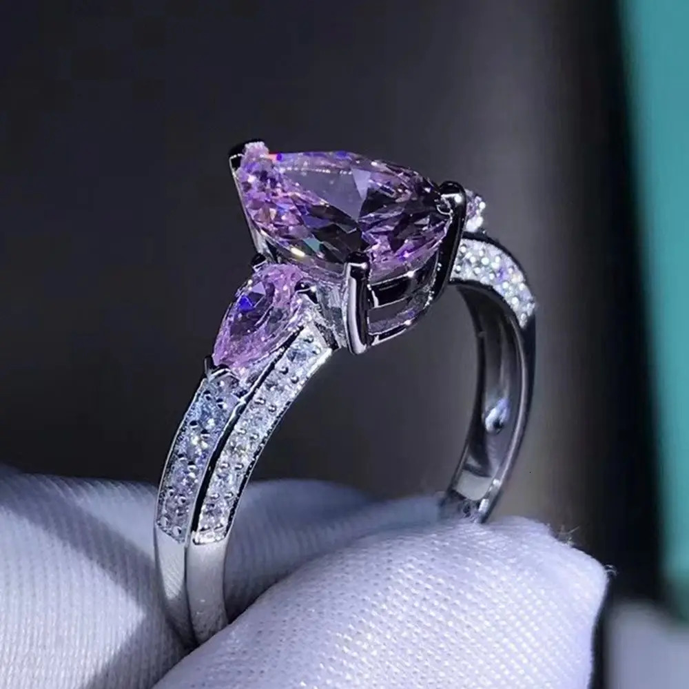 WUIHA Real 925 Sterling Silver 3EX Pear 2CT VVS Yellow Sapphire Synthetic D Ring for Women Gift Drop 250509
