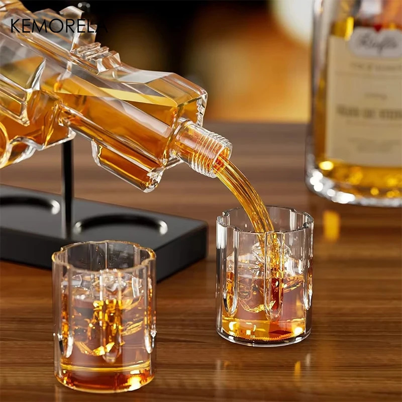 KEMORELA Revolver Glass Decanter Whiskey Glass Set Wine Dispenser Bar Drinking Container Glass Bottle Exquisite Mens Gifts 250508