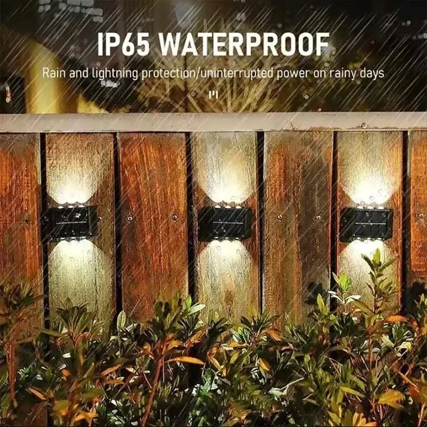 Solar Wall Lights Outdoor Warm/White Solar Wall Mount Porch Lamp Up And Down Lighting For Garden Street Landscape Balcony Patio