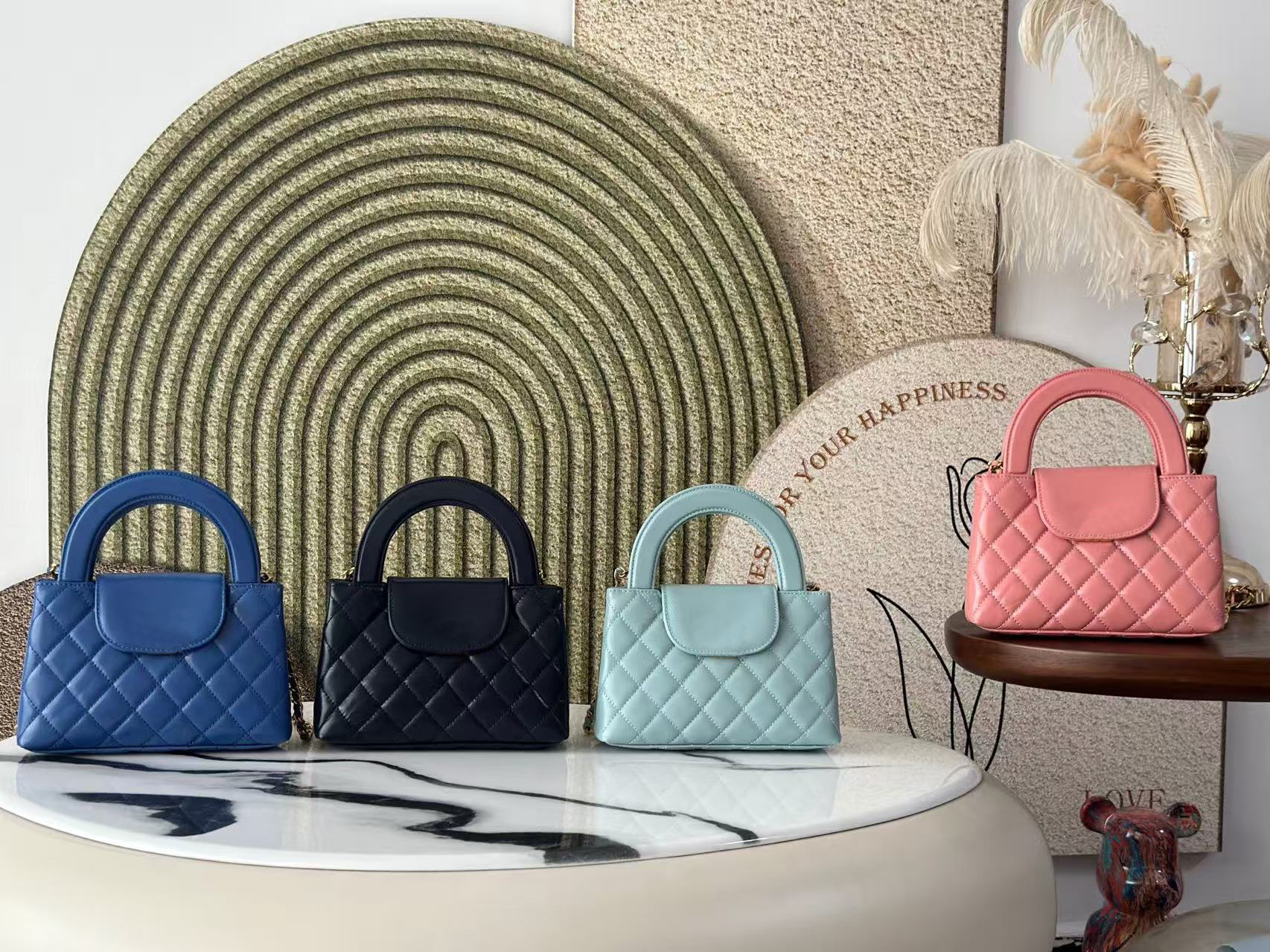 Designer Mini Shopping Bag with Chain Strap - 19cm Calfskin Leather Crossbody & Shoulder Handbag DJX011