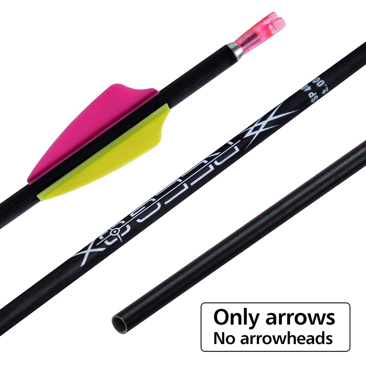 Archery Hunting Arrows without Arrow Tips Spine350-1500 4.2mm 31inch Carbon Targeting Arrows for Recurve Bow & Compound Bow Practice Arrows 12Pcs Yell