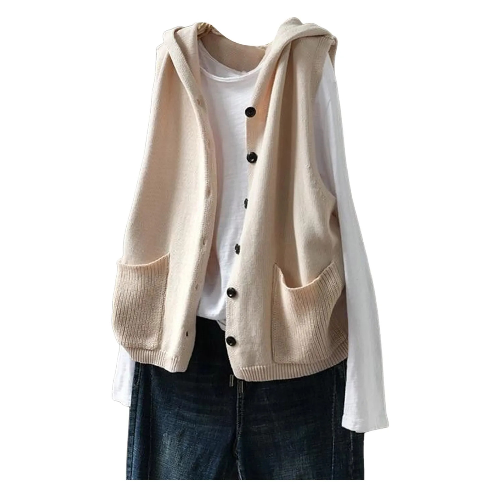 Open top plain knitted sleeveless vest 250430Z