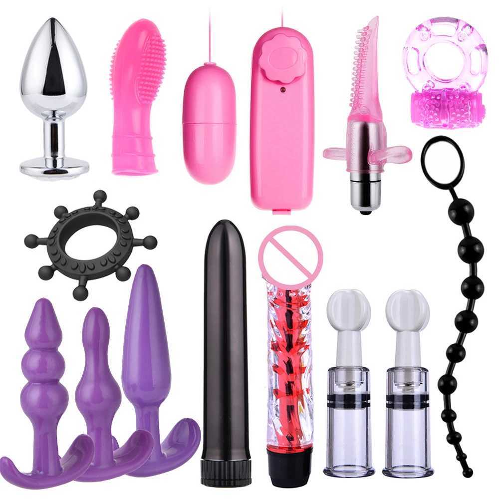 Sextoy Bdsm Kit Set Vibrator Handcuff Neck Sex Toy Adult Couple Whip Anal Buttplug for Women Men Intimate Sexual Game Bondage W250509
