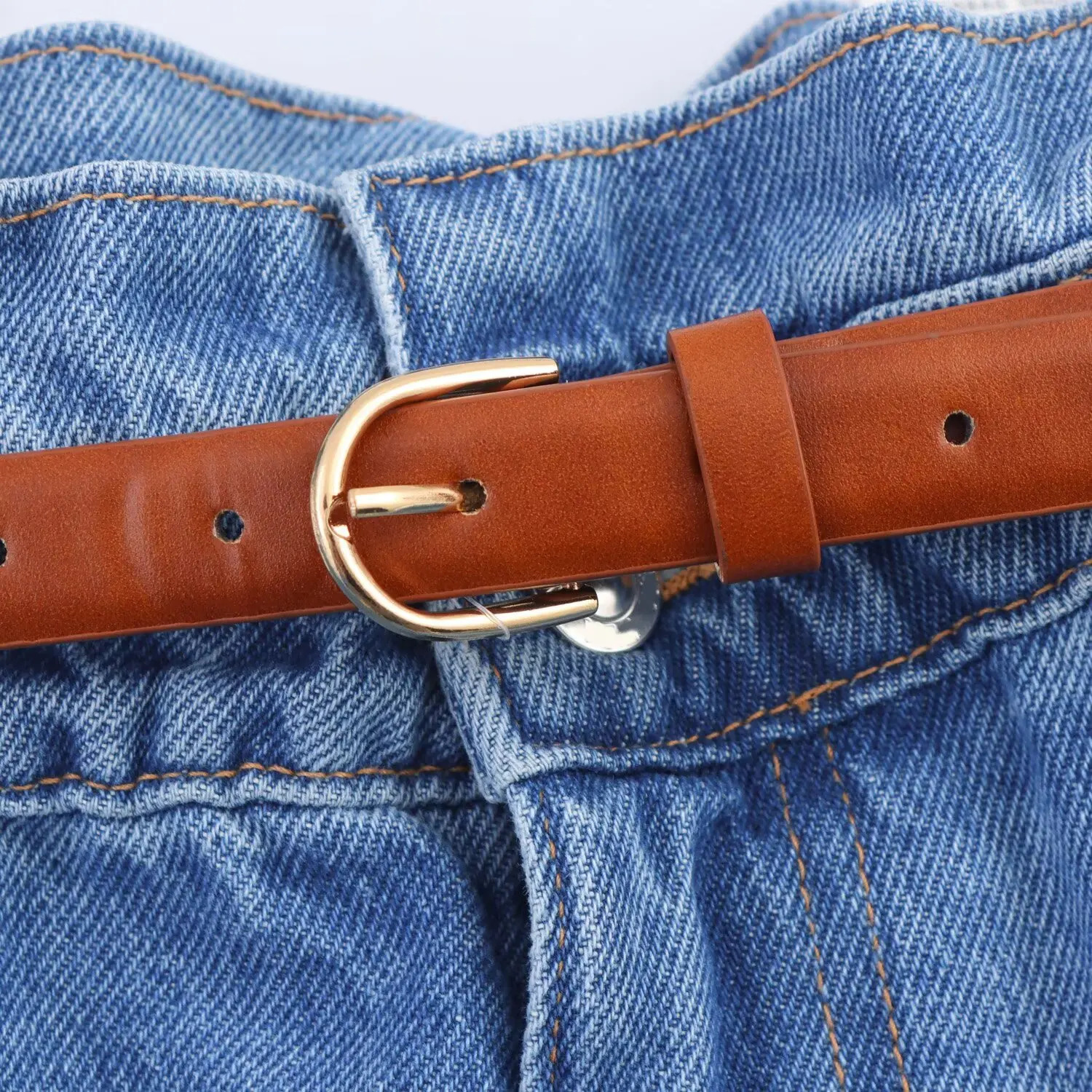 UNIZERA Womens Two tone Fashion Simple Versatile High waisted Paper Bag Style Summer Collection 250506Z