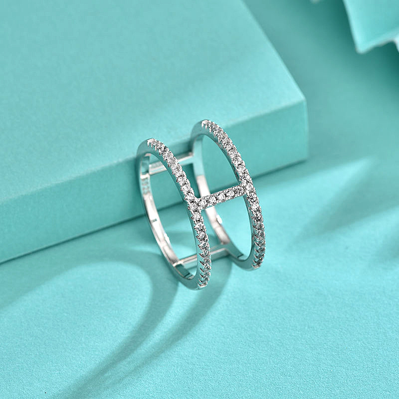 925 Sterling Silver Couple Ring, Double-Layer Minimalist Design, Instagram Style, Wholesale Women's Jewelry