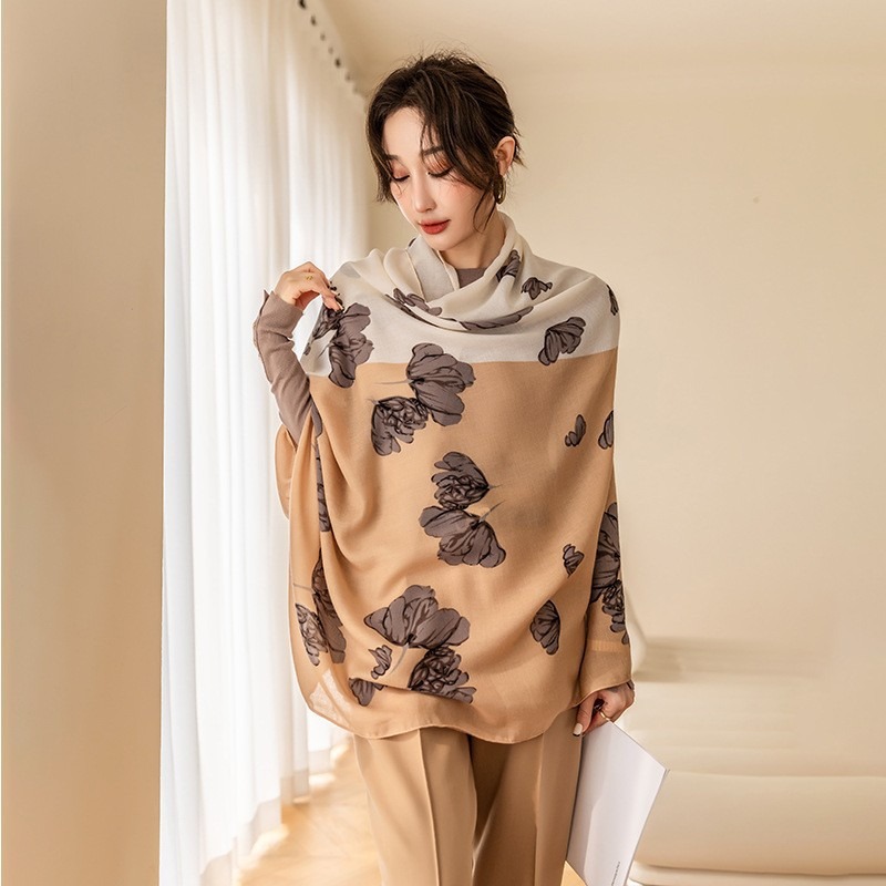 K667 Autumn and winter warm cotton and linen scarf fashionable and versatile silk scarf for women to travel sun protection cape outer wear shawl
