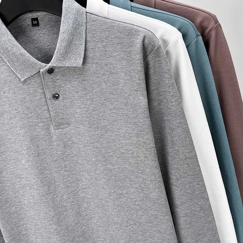 Durable 100% Cotton Men Polo ShirtAutumn Leisure Long Sleeve Breathable Lapels T-shirt 16 Colors Perfect for and Sports Z250509-1