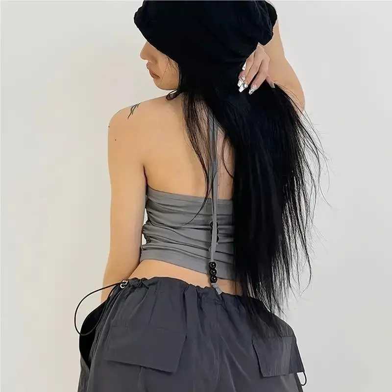 Summer Camisole Slim Vest Sexy Women Sleeveless Crop Top Star Graphic Short Wrinkle Tank Tops Y2K Sleeveless Cool Streetwear NewXJ250508