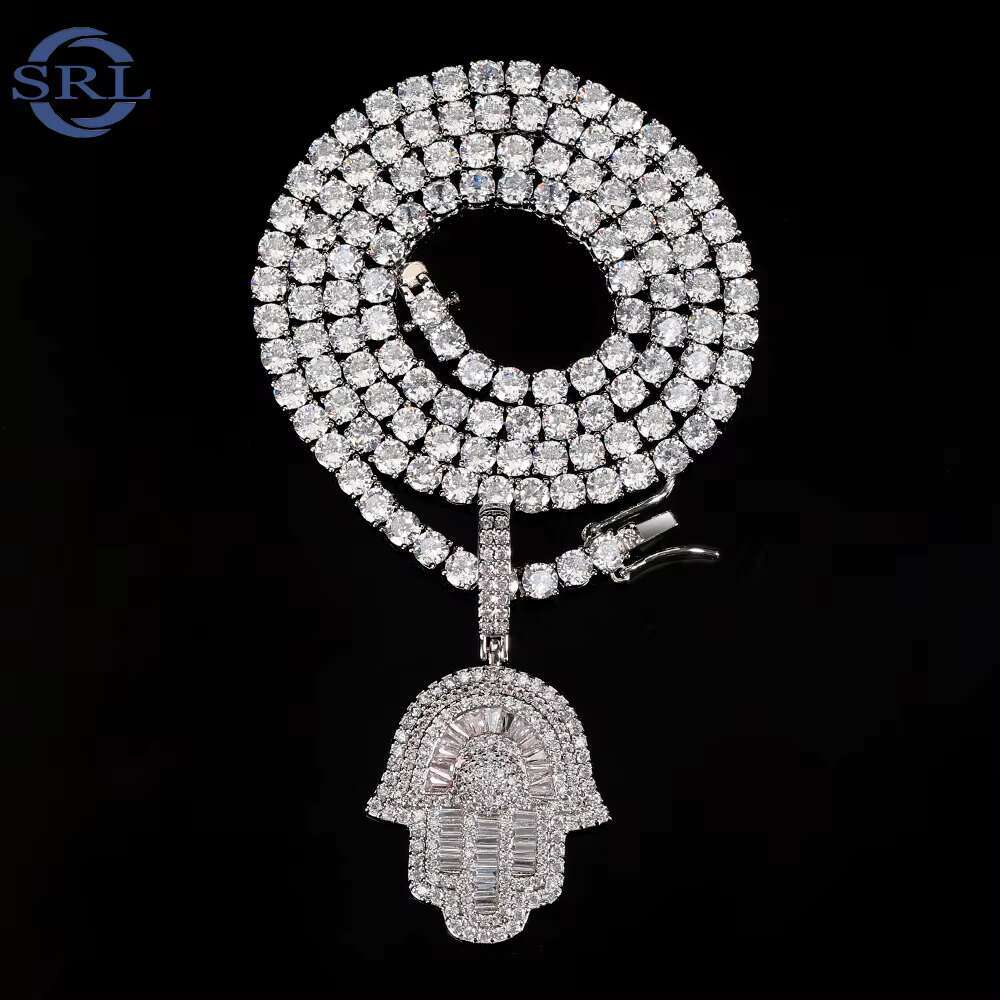 Wholesale Hip Hop Hamsa Hand ZIRCON Moissanite Diamond Pendants Iced Out Gold Plating 18k Electroplating Pendant