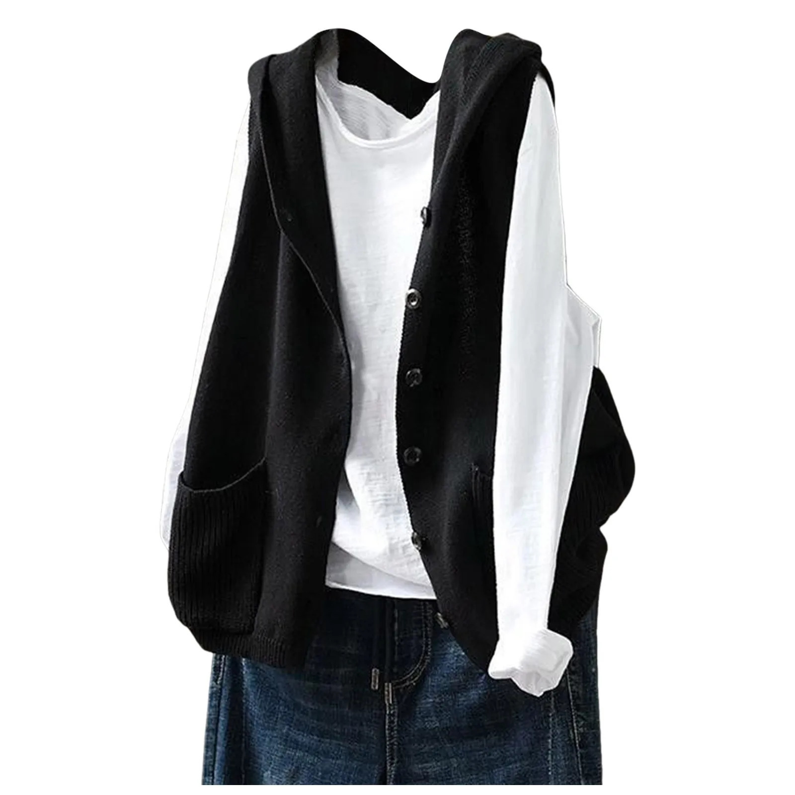 Open top plain knitted sleeveless vest 250430Z