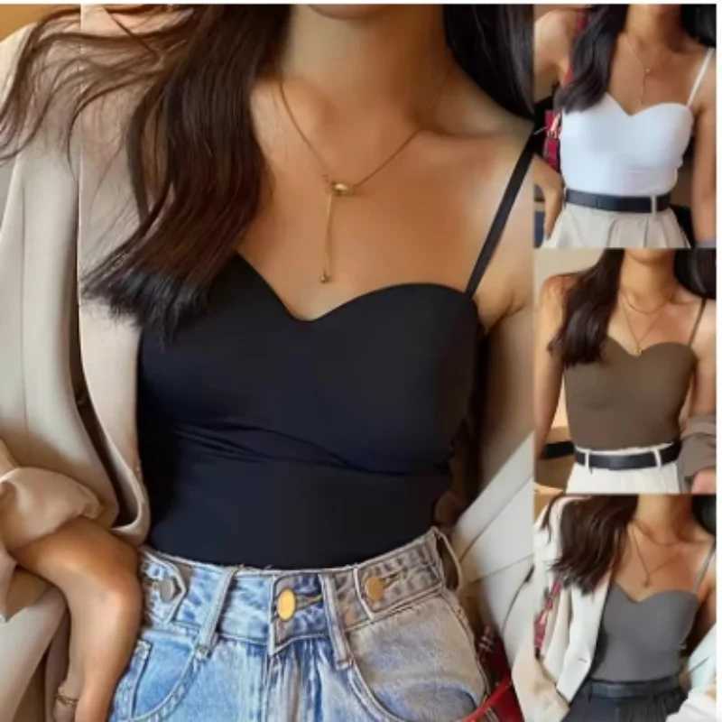 Womens summer silk trackless French back Camisol with built-in fixed cup and external spice packaging boxXJ250508