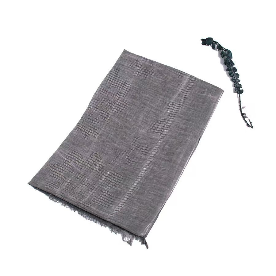 T663 Spring and Autumn Thin Hollow Cotton and Linen Scarf Fashion Solid Color Tassel Shawl Long Decorative Women's Scarf