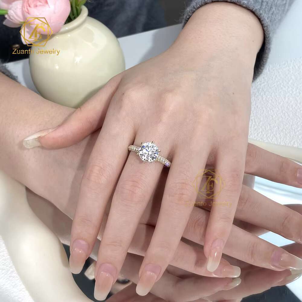 Ice out 14K 18K Solid Gold Engagement Wedding Ring Custom 1-3ct D Color VS VVS Round Cut IGI Lab Grown Diamond Rings