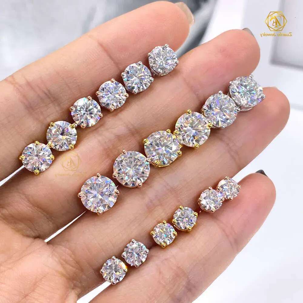 Screwback earring 3mm-13mm piercing jewelry 4 prongs set CVD HPHT lab grown stud in VVS1 radiant designer bag